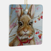 コットンテールバニーラビットビタースイートウォーターカラーアート セラミックオーナメント (右)
