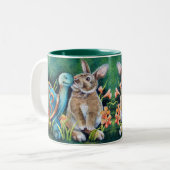 コットンテールラビット&タートルミツウォーターカラーアート ツートーンマグカップ (正面左)