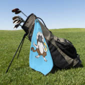 コットントップタマリンモンキーマンガイラストレーション ゴルフタオル (グリーン)