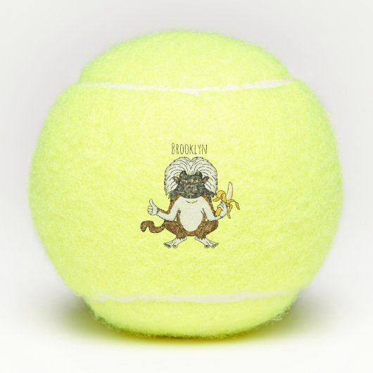 コットントップタマリンモンキーマンガイラストレーション テニスボール (正面)