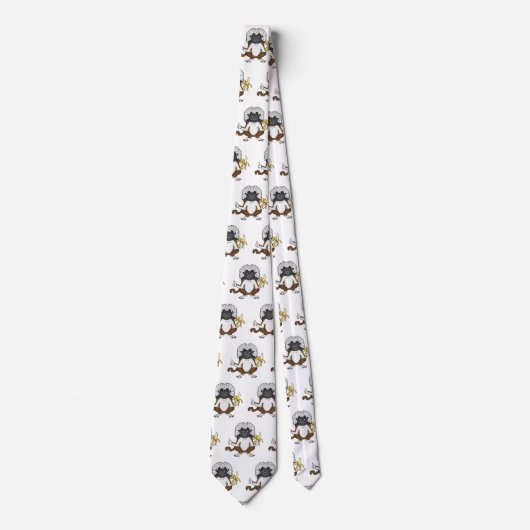 コットントップタマリンモンキーマンガイラストレーション ネクタイ (正面)