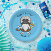 コットントップタマリンモンキーマンガイラストレーション ペーパープレート (パーティー)