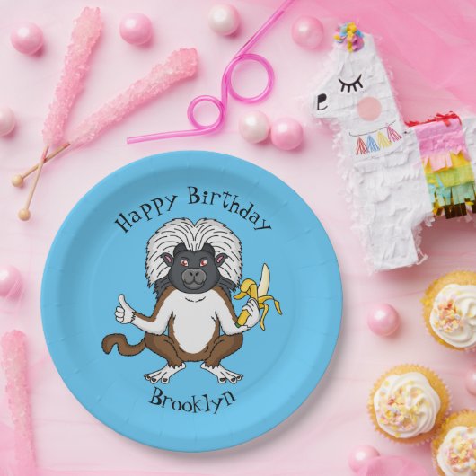 コットントップタマリンモンキーマンガイラストレーション ペーパープレート (パーティー)