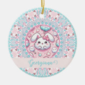 コットンパーソナライズされたキャンディかわいいバニードットマンダラ セラミックオーナメント (正面)