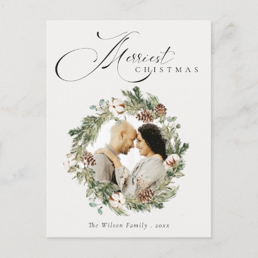 コットンパ素朴インコーンクリスマスフォトリース  ポストカード (正面)