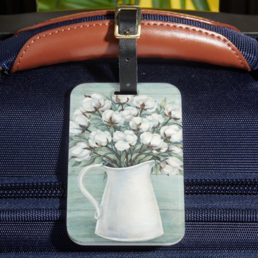 コットンフラワーのファームハウス荷物タグ ラゲッジタグ (正面インサイチュ2)