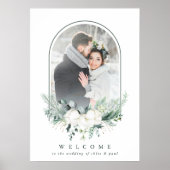 コットンフラワーアーチフレーム写真 ウェディングウェルカム ポスター (正面)