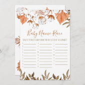 コットンフラワーベビー名レースベビーシャワーゲーム 招待状 (正面/裏面)