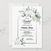 コットンフラワーユーカリプトゥスアーチブライダルシャワー 招待状 (正面)