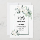 コットンフラワーユーカリプトゥス結婚アーチズ 招待状 (正面)