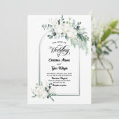 コットンフラワーユーカリプトゥス結婚アーチズ 招待状 (スタンド正面)