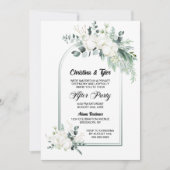 コットンフラワー ユーカリ アーチ 結婚式 披露宴の招待状 招待状 (正面)