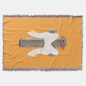 コットンブランケットオレンジ色の背景 スローブランケット (正面)