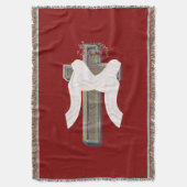 コットンブランケット赤の背景 スローブランケット (正面縦)