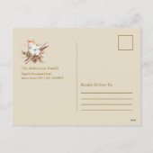 コットンブーケ付きミニマルなクリスマスカード シーズンポストカード (裏面)