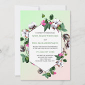 コットンボルズピンクグリーン結婚式招待状 招待状 (正面)