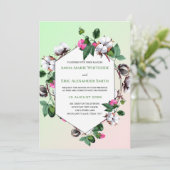 コットンボルズピンクグリーン結婚式招待状 招待状 (スタンド正面)