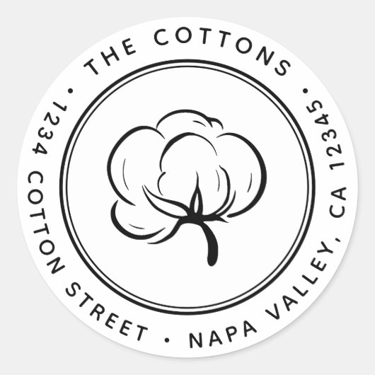 コットンボルリターンアドレス ラウンドシール (正面)