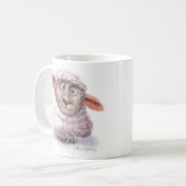 コットンボールの羊のキャラクター コーヒーマグカップ (正面左)