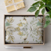 コットンボールヴィンテージフローラの葉マスタードクラフト 薄葉紙 (ギフト)