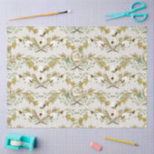 コットンボールヴィンテージフローラの葉マスタードクラフト 薄葉紙 (クラフト)