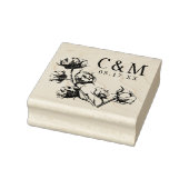 コットンボール植物結婚式の日付を保存モノグラム ラバースタンプ (スタンプ)