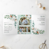 コットンユーカリプタス写真コラージュ結婚オールインワン 三つ折り招待状 (内部)