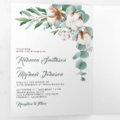 コットンユーカリプタス写真コラージュ結婚オールインワン 三つ折り招待状 (内部最初)