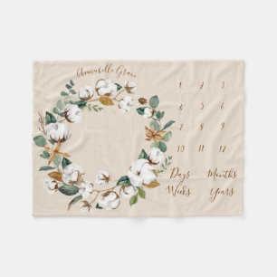 コットンユーカリリース月刊ベビーマイルストーン フリースブランケット