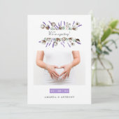 コットンラベンダー写真妊娠 案内状 (スタンド正面)