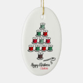 コットンリールのクリスマスツリー セラミックオーナメント (右)