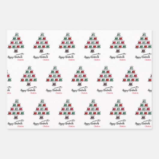 コットンリールのクリスマスツリー ラッピングペーパーシート (正面)