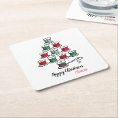 コットンリールクリスマスツリー裁縫 スクエアペーパーコースター (アングル)