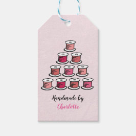 コットンリールピンクの手作り ギフトタグ