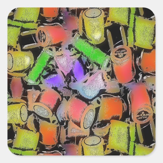 コットンリール模様シール スクエアシール (正面)