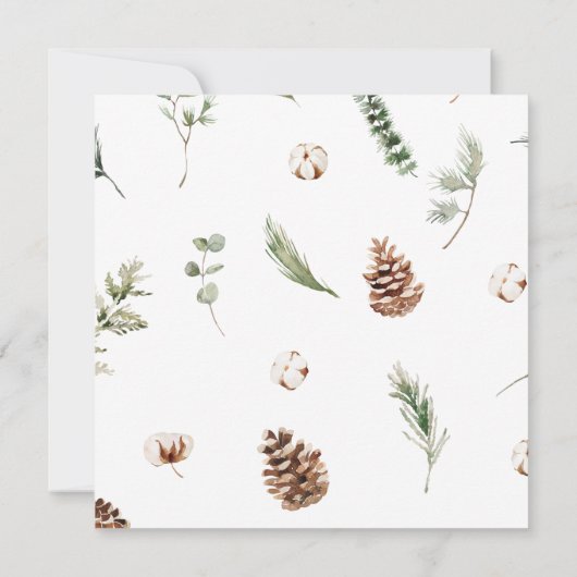 コットン素朴ウィンターグリーナリーリースホリデーパーティー 招待状 (裏面)