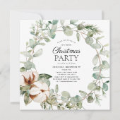 コットン素朴ウィンターグリーナリーリースホリデーパーティー 招待状 (正面)