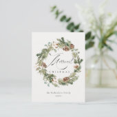 コットン素朴パインコーンメリークリスマスリース ポストカード (スタンド正面)