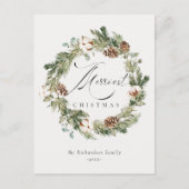 コットン素朴パインコーンメリークリスマスリース ポストカード (正面)