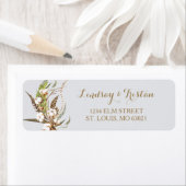 コットン素朴フローラ羽毛ブライダルシャワー ラベル (インサイチュ)