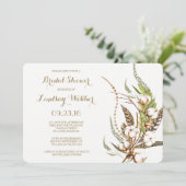 コットン素朴フローラ羽毛ブライダルシャワー 招待状 (スタンド正面)