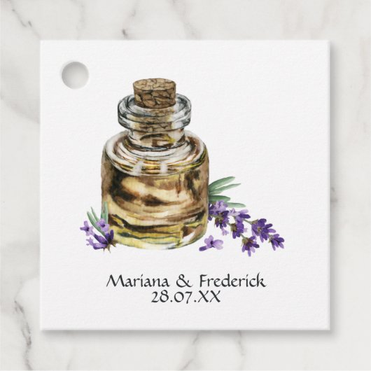 コットン素朴ラベンダーカントリーウェディング フェイバータグ (正面)