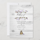 コットン素朴ラベンダーカントリーQRコード結婚ズ 招待状 (正面)