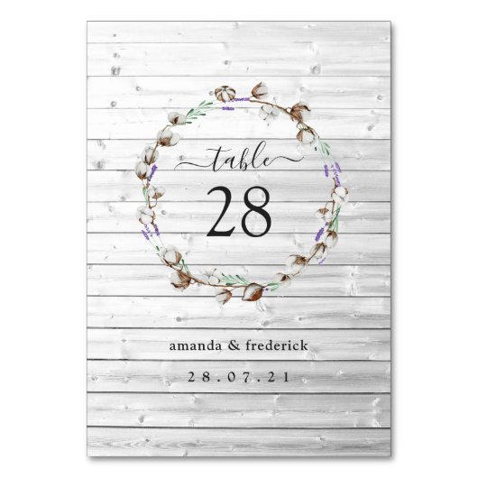 コットン素朴ラベンダーテーブル番号 テーブルナンバー (正面)