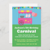 コットン·キャンデカラフルィ·カーニバル·バースデー·パーティー 招待状 (正面/裏面)