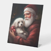 コットン・ド・チュレアとサンタクロースのクリスマス 台座サイン (正面)