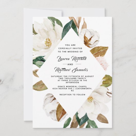 コットン&マグノリア結婚式招待状 招待状 (正面)