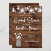 コットン メイソンジャー ラスティック ブライダルシャワー 招待状 (正面/裏面)