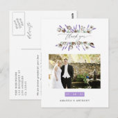 コットン ラベンダー ウェディング フォト サンクス ポストカード (正面/裏面)