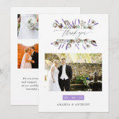 コットン・ラベ結婚ンダーの写真コラージュ サンキューカード (正面/裏面)